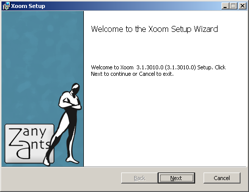 Welcome screen for the Installation wizard