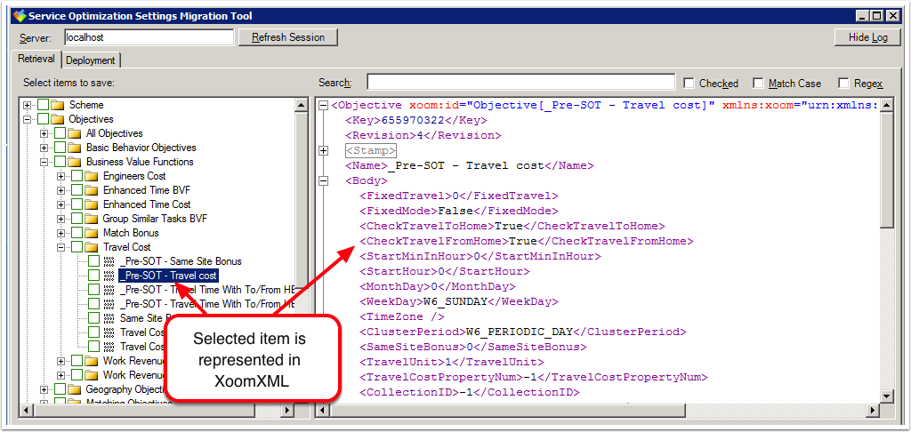 XoomXML as viewed in Settings Migration Tool