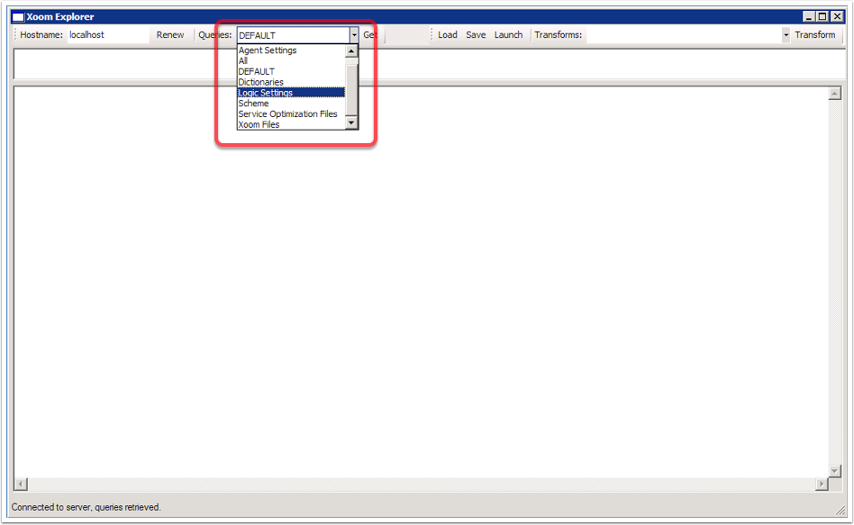 The new query appears in Xoom Explorer