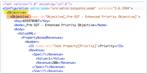 A single Objective in XoomXML